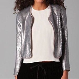 BB Dakota Royals Sequin Jacket Gunmetal Size L NWOT